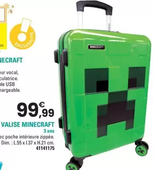 Valise Minecraft offre à 99,99€ sur JouéClub