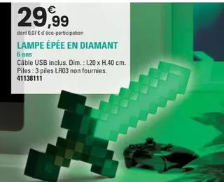 Lampe Épée En Diamant offre à 29,99€ sur JouéClub