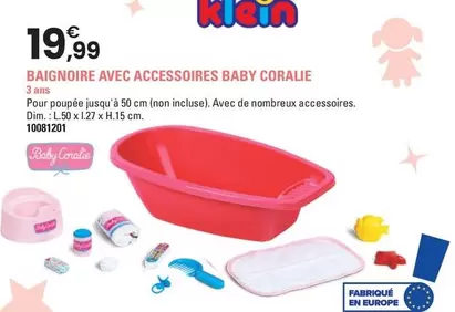 Theo Klein - Baignoire Avec Accessoires Baby Coralie offre à 19,99€ sur JouéClub