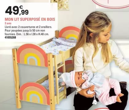 Cerise Et Capucine - Mon Lit Superposé En Bois offre à 49,99€ sur JouéClub