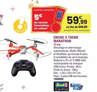 Drone X-Treme Marathon offre à 59,99€ sur JouéClub