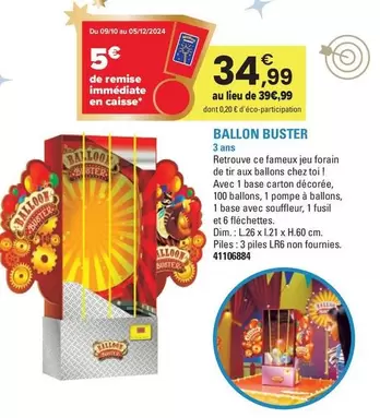 Ballon Buster offre à 34,99€ sur JouéClub