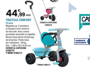 Tricycle Confort  offre à 44,99€ sur JouéClub