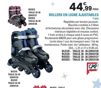 Cap - Rollers En Ligne Ajustables   offre à 44,99€ sur JouéClub