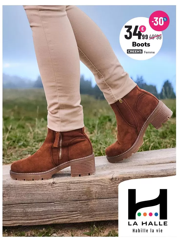 Creeks - Boots Femme offre à 34,99€ sur La Halle