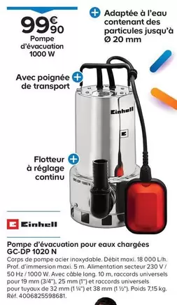 einhell gc-dp 1020 n - pompe d'évacuation pour eaux chargées