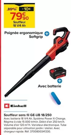 einhell - souffleur sans fil ge-ub 18/250