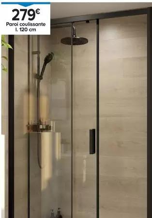 Goodhome - Paroi De Douche Coulissante Ledava Noire I. 120 Cm - Élégance et Modernité pour Votre Salle de Bain