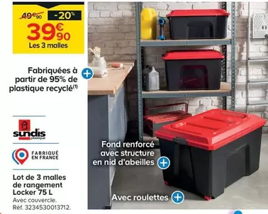 Sundis - Lot De 3 Malles De Rangement Locker 75 L