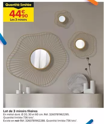 lot de 3 miroirs filaires