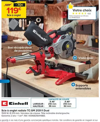 Einhell - Scie À Onglet Radiale TC-SM 2131/1 Dual