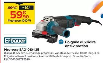 Erbauer - Meuleuse EAG1010-125 offre à 59,9€ sur Castorama