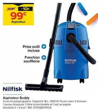 Nilfisk - Aspirateur Buddy  offre à 99€ sur Castorama