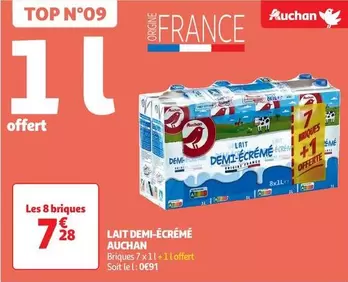 Auchan - Lait Demi-écrémé offre à 7,28€ sur Auchan Supermarché