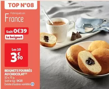 Beignets Fourres Au Chocolat offre à 0,39€ sur Auchan Supermarché