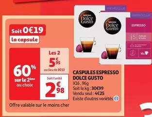 Nescafé - Caspules Espresso Dolce Gusto offre à 4,25€ sur Auchan Supermarché