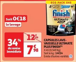 Finish - Capsules Lave-Vaisselle Ultimate Plus offre à 7,98€ sur Auchan Supermarché