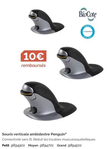 Biocote - Souris Verticale Ambidextre Penguin offre à 10€ sur LDLC