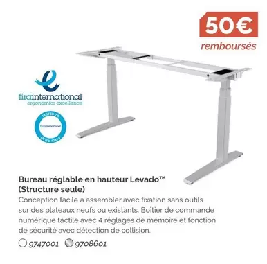 Bureau Réglable En Hanteur LevadoTM ( Structure Seule) offre à 50€ sur LDLC