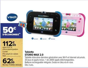 Vtech - Tablette offre à 112,99€ sur Carrefour Contact