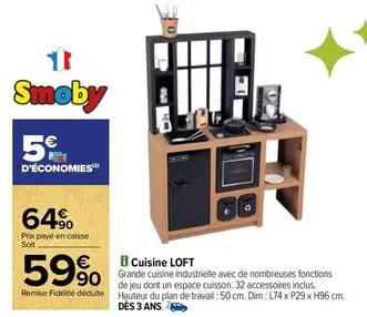 Smoby - Cuisine Loft offre à 59,9€ sur Carrefour Contact