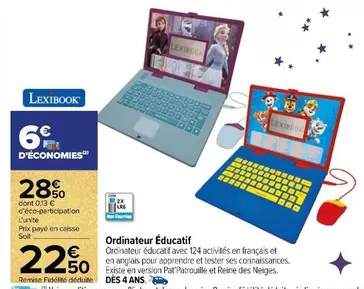 Lexibook - Ordinateur Éducatif offre à 28,5€ sur Carrefour Contact