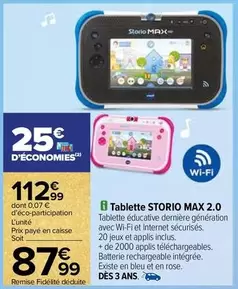 Tablette Storio Max 2.0 offre à 87,99€ sur Carrefour Contact