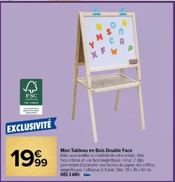 Dim - Mon Tableau En Bois Double Face offre à 19,99€ sur Carrefour Contact