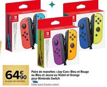 Orange - Nintendo - Paire De Manettes Joy-con Bleu Et Rouge Ou Bleu Et Jaune Ou Violet Et  Pour  Switch offre à 64,9€ sur Carrefour Contact