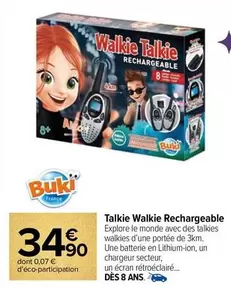 Talkie Walkie Rechargeable offre à 34,9€ sur Carrefour City