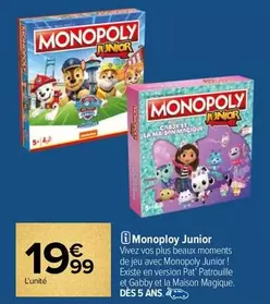 Hasbro - Monopoly Junior offre à 19,99€ sur Carrefour City