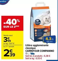 Carrefour - Litière Agglomérante Classique offre à 3,99€ sur Carrefour City