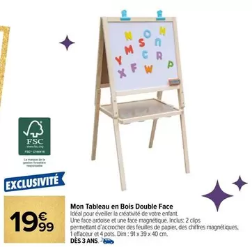 Dim - Mon Tableau En Bois Double Face offre à 19,99€ sur Carrefour