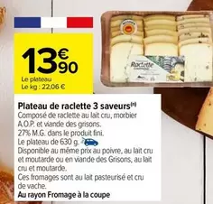 Plateau De Raclette 3 Saveurs