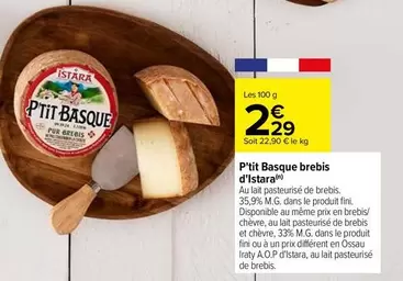 P'Tit Basque Brebis d'Istara - Fromage savoureux au lait de brebis, idéal pour vos apéritifs et plats gourmands