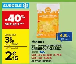 Carrefour - Mangues En Morceaux Surgelées Classic