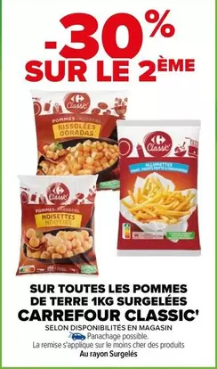 Carrefour - Pommes de Terre 1kg Surgelées Classic en Promotion