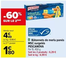 Pescanova - Bâtonnets de Merlu Panés MSC Surgelés - Délicieux et Prêts à Cuire!