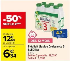 blédina - blédilait liquide croissance 3