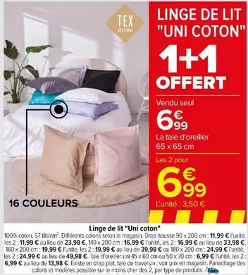 Tex -  Home - Linge De Lit "Uni Coton"