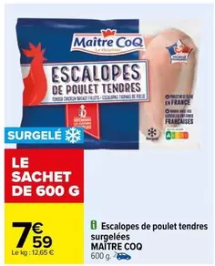 Maître Coq - Escalopes de Poulet Tendres Surgelées, idéales pour des repas rapides et savoureux