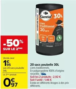 Essential - 20 Sacs Poubelle 30l