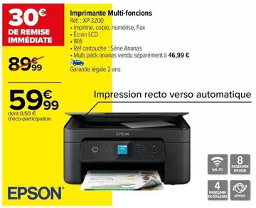 Epson XP3-2200 : Imprimante Multi-fonctions avec écran, promo et caractéristiques avancées