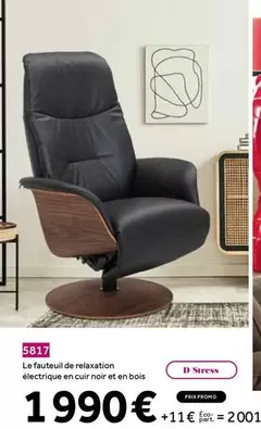 Le Fauteuil De Relaxation Électrique En Cair Noir Et En Bois offre à 1990€ sur Chateau d'Ax