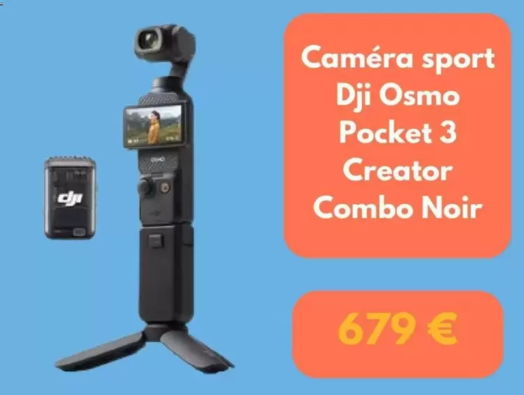 Combo Noir - Caméra Sport Dji Osmo Pocket 3 Creator offre à 679€ sur Fnac