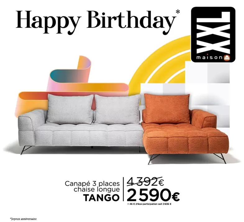 Canapé 3 Places Chaise Longue Tango offre à 2590€ sur XXL Maison