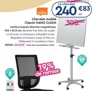 Nobo - Chevalet Mobile Classic Nano Clean offre à 240,83€ sur Calipage