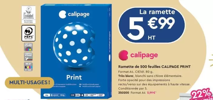 Calipage - Ramette De 500 Feuilles Print offre à 5,99€ sur Calipage