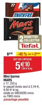 Snickers - Mars - Mini Barres offre à 3,19€ sur Cora