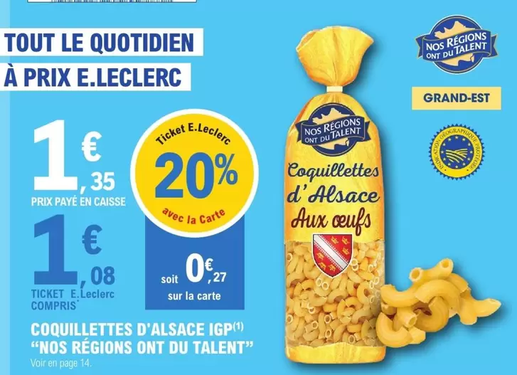 E.Leclerc - Coquillettes D'alsace Igp offre à 1,35€ sur E.Leclerc